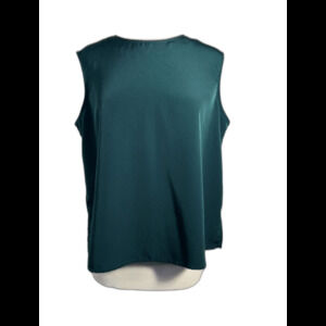 Vintage Sleeveless Blouse Size PM 90's Hunter Green Boss Lady Corporate Chic Top